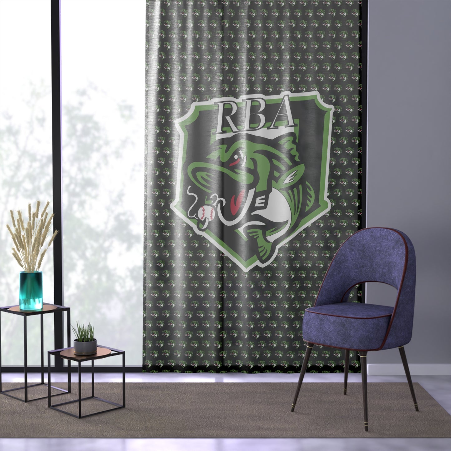 Window Curtain RBA Stripers Baseball