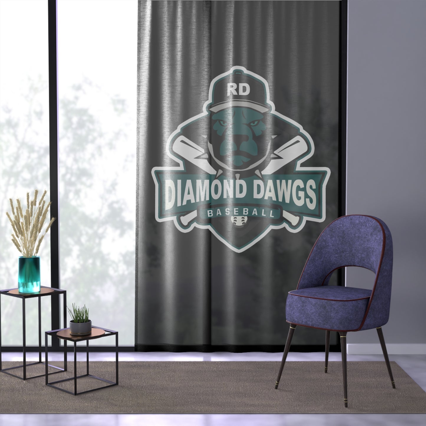 Window Curtain Diamond Dawgs Baseball