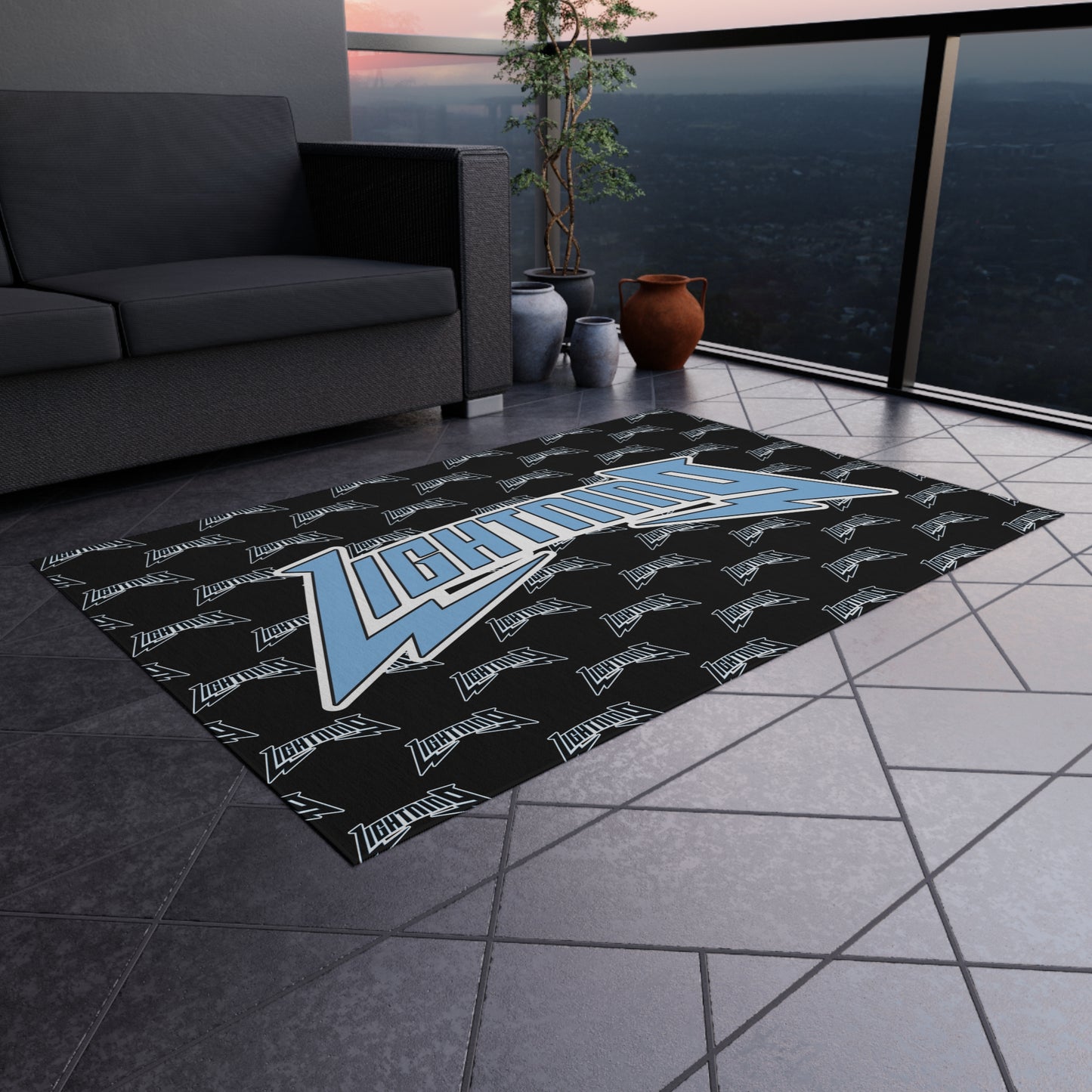 Outdoor Rug Lightning Baseball