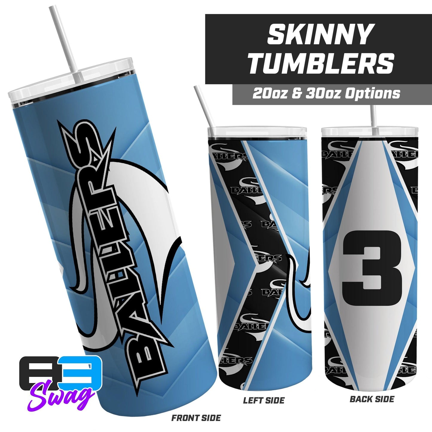 20oz & 30oz Skinny Tumbler - Ballers - 83Swag