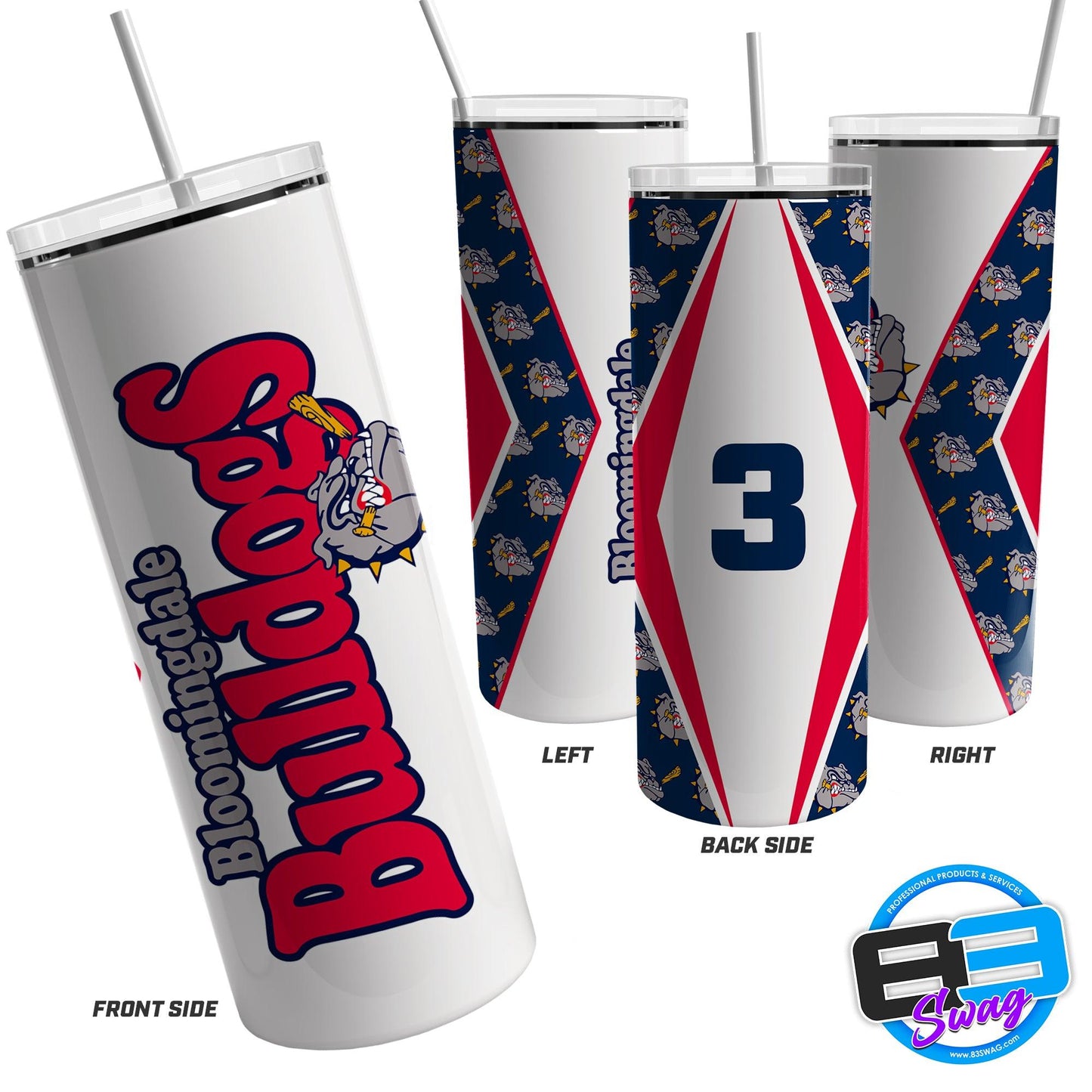 20oz & 30oz Skinny Tumbler - Bloomingdale Bulldogs - 83Swag