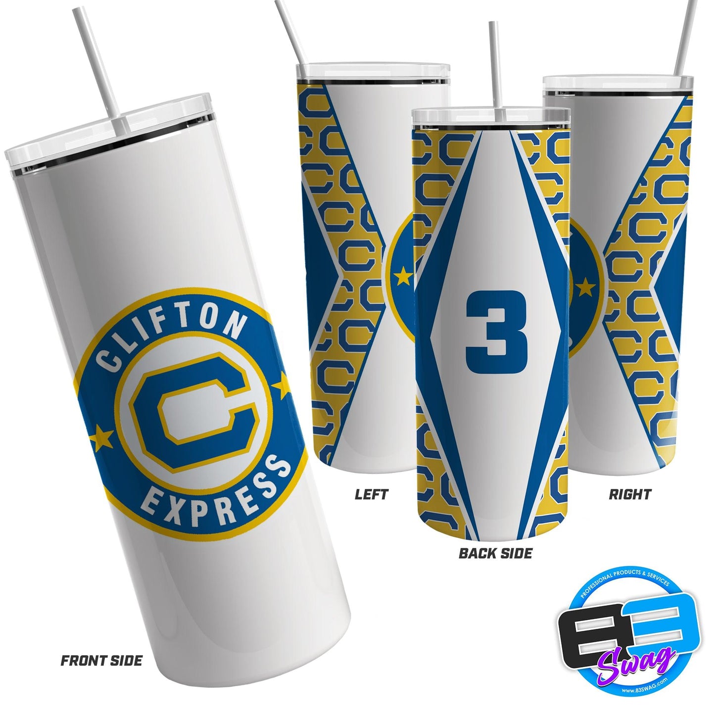 20oz & 30oz Skinny Tumbler - Clifton Express Baseball - 83Swag