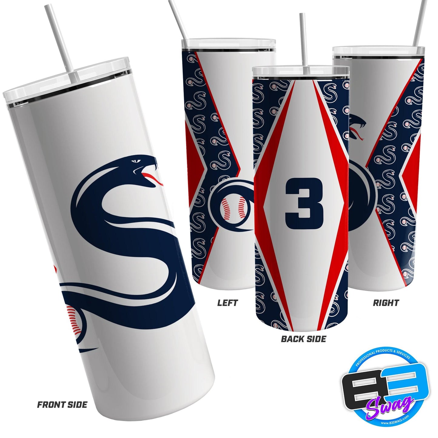 20oz & 30oz Skinny Tumbler - San Jose Strikers Baseball - 83Swag
