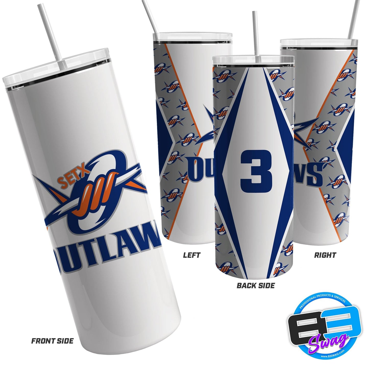 20oz & 30oz Skinny Tumbler - SETX Outlaws - 83Swag