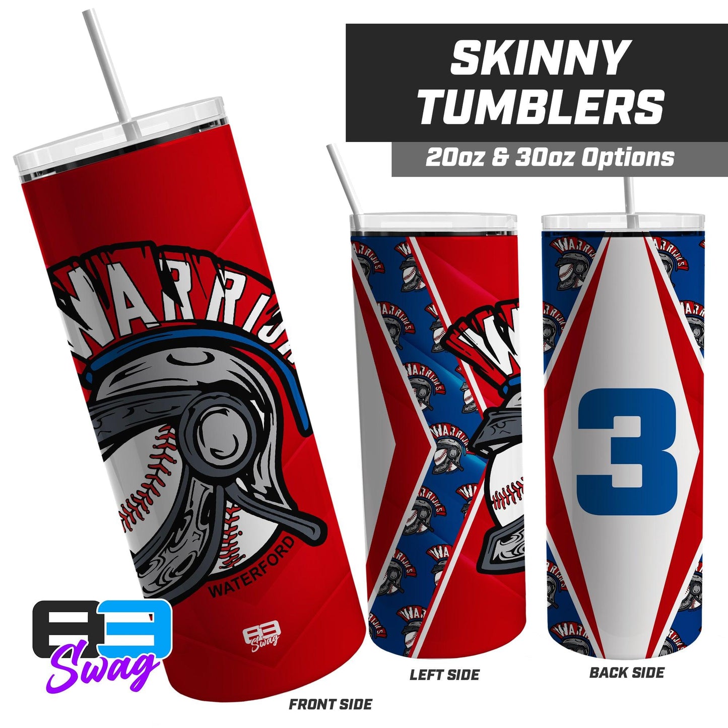 20oz & 30oz Skinny Tumbler - Waterford Warriors - 83Swag