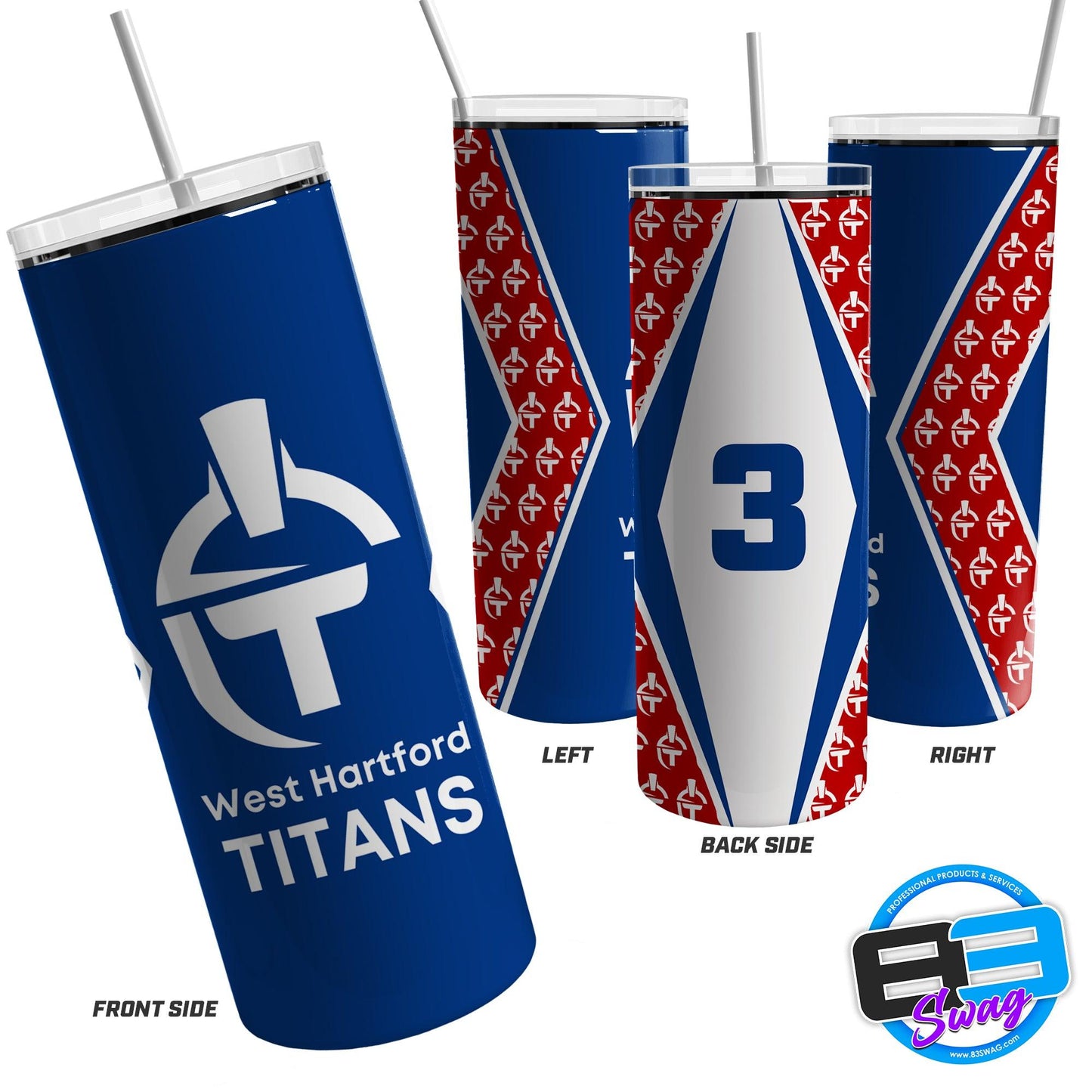 20oz & 30oz Skinny Tumbler - WHLL 12U Titans - 83Swag