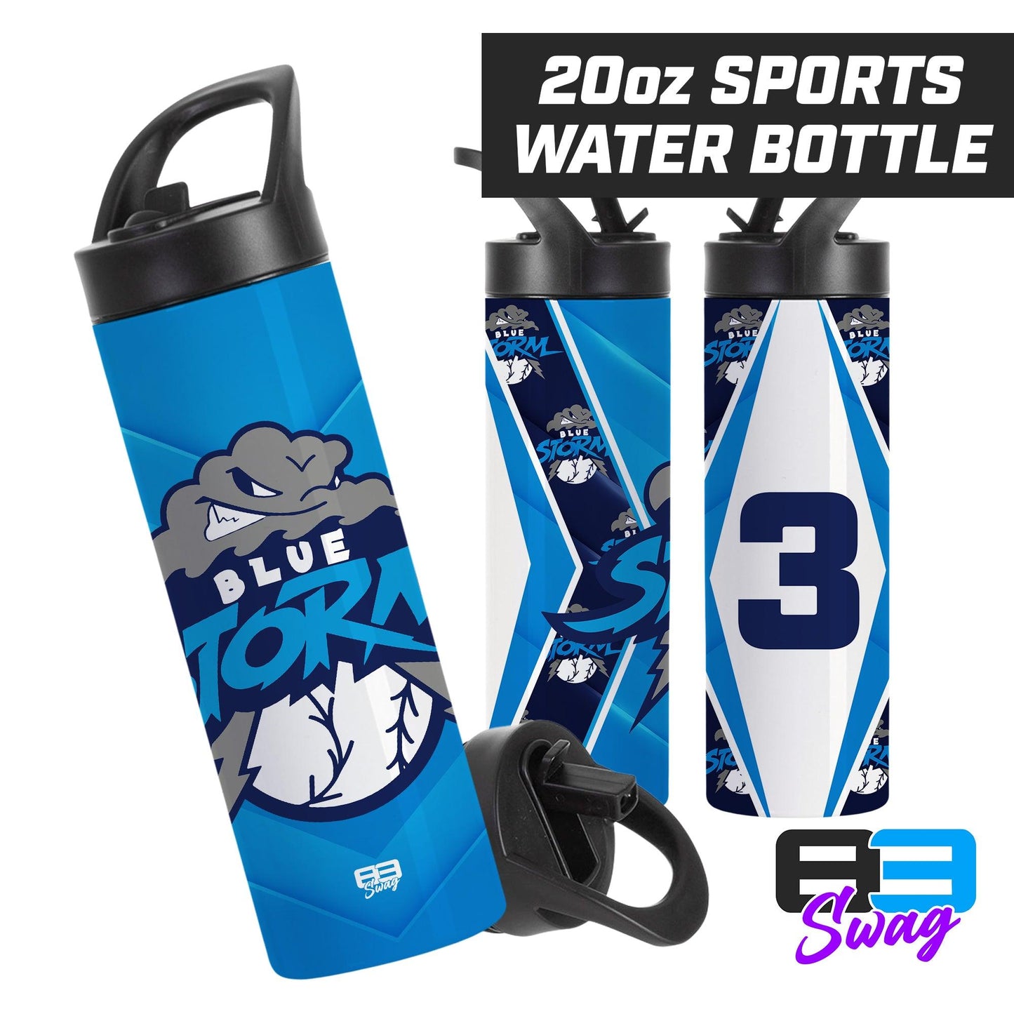 20oz Sports Tumbler - Blue Storm Baseball - 83Swag