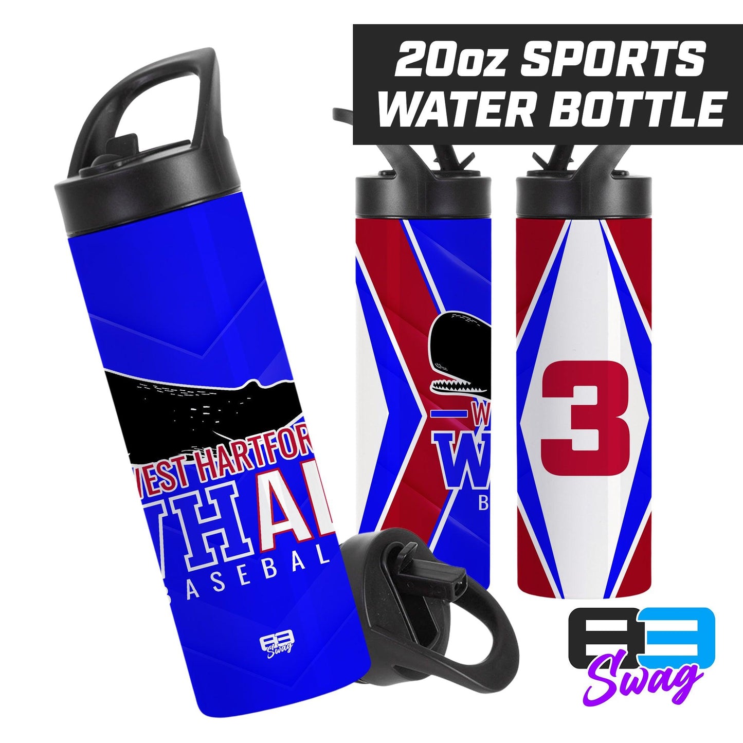 20oz Sports Tumbler - West Hartford Whale Baseball - 83Swag