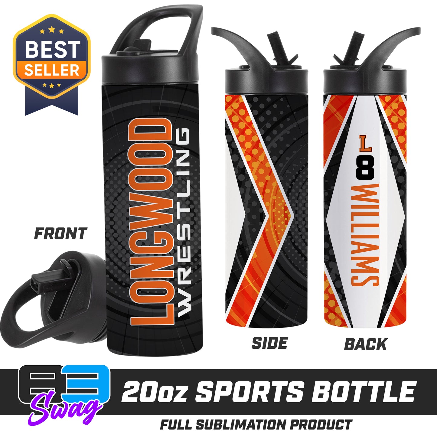CUSTOM 20oz Sports Tumbler - Longwood Wrestling