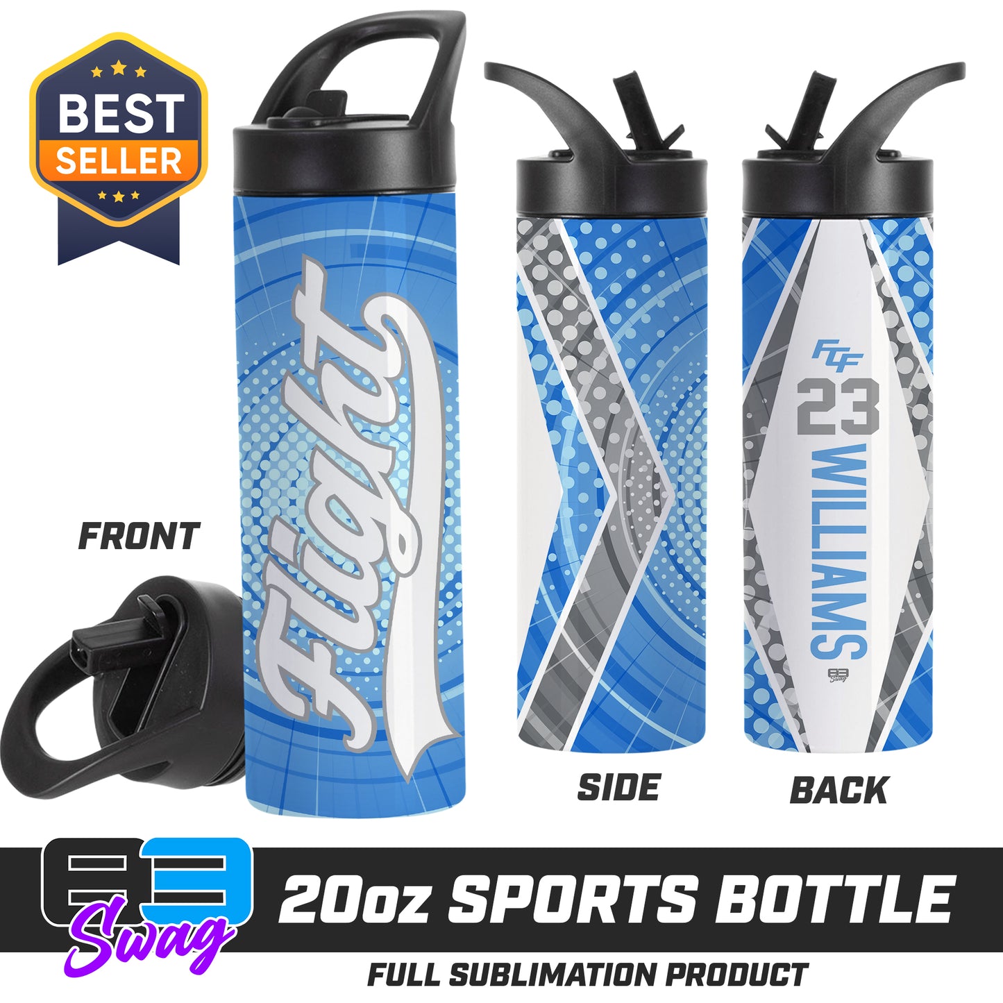 CUSTOM 20oz Sports Tumbler - FCF Flight Baseball Blue