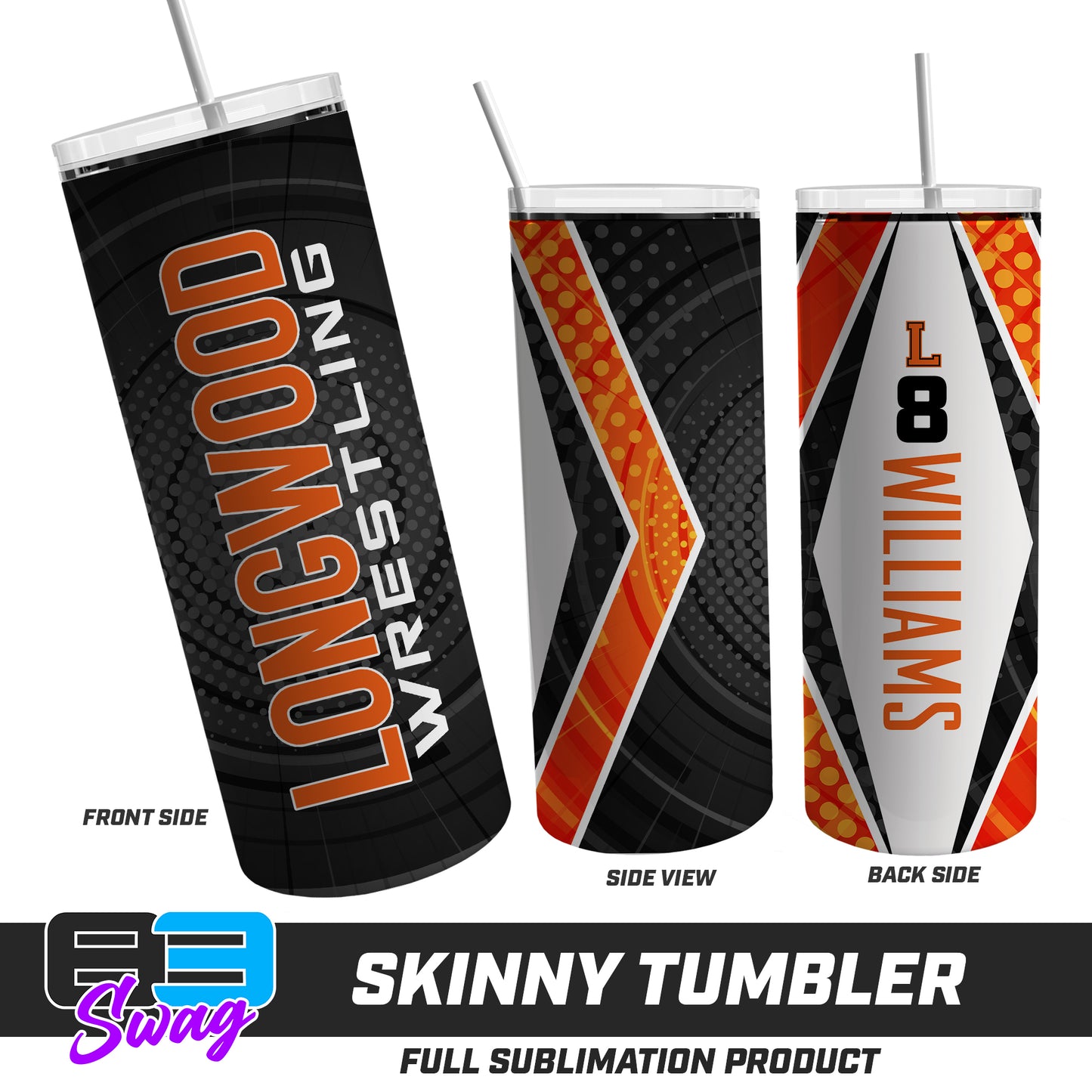 CUSTOM Skinny Metal Tumbler - Longwood Wrestling