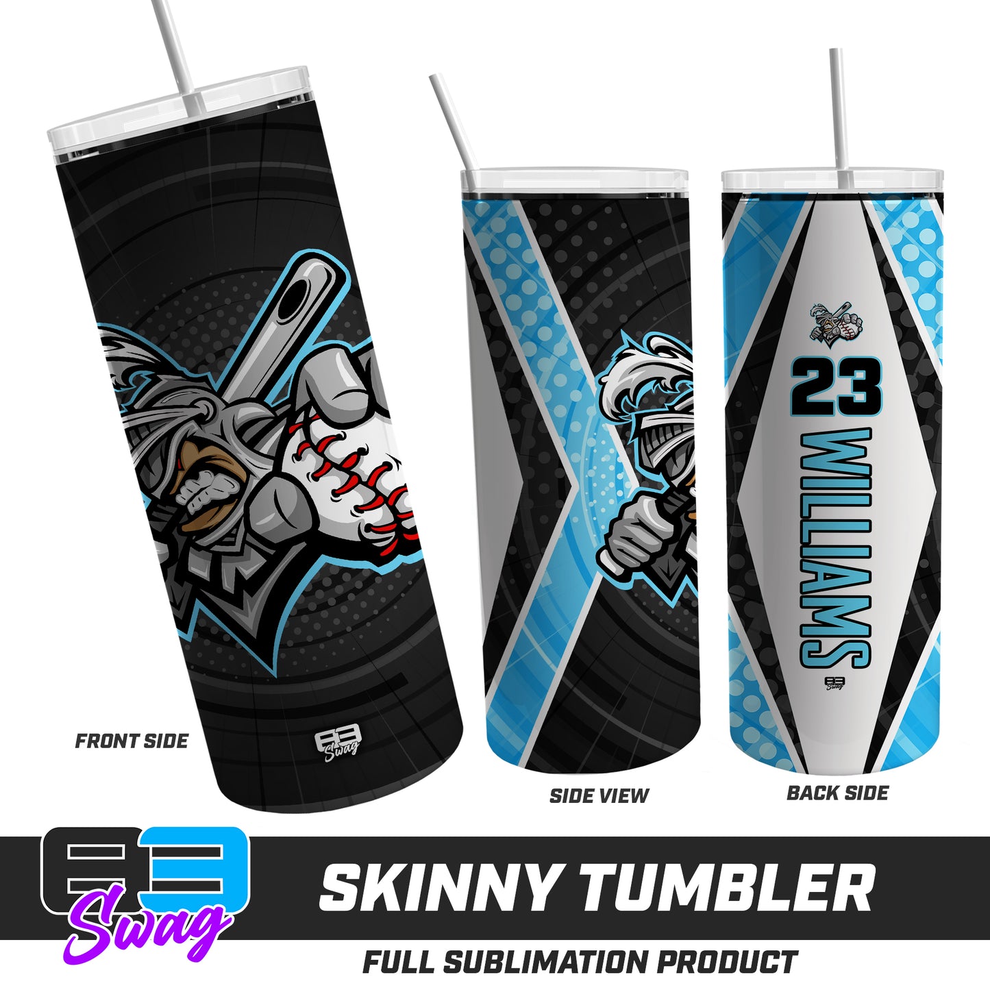 CUSTOM Skinny Metal Tumbler - Knights Baseball