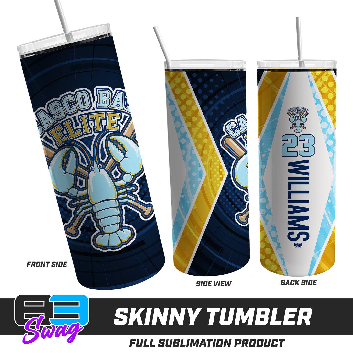 CUSTOM Skinny Metal Tumbler - Casco Bay Elite Baseball