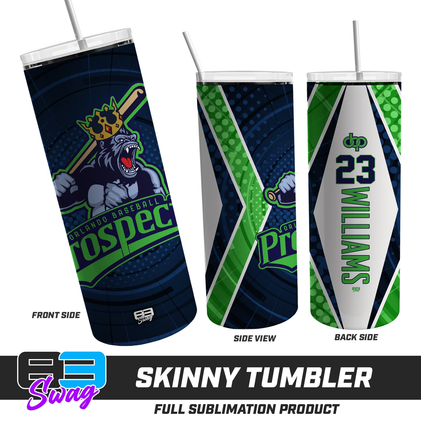 CUSTOM Skinny Metal Tumbler - Orlando Baseball Prospects - OBP - Gorilla Kings