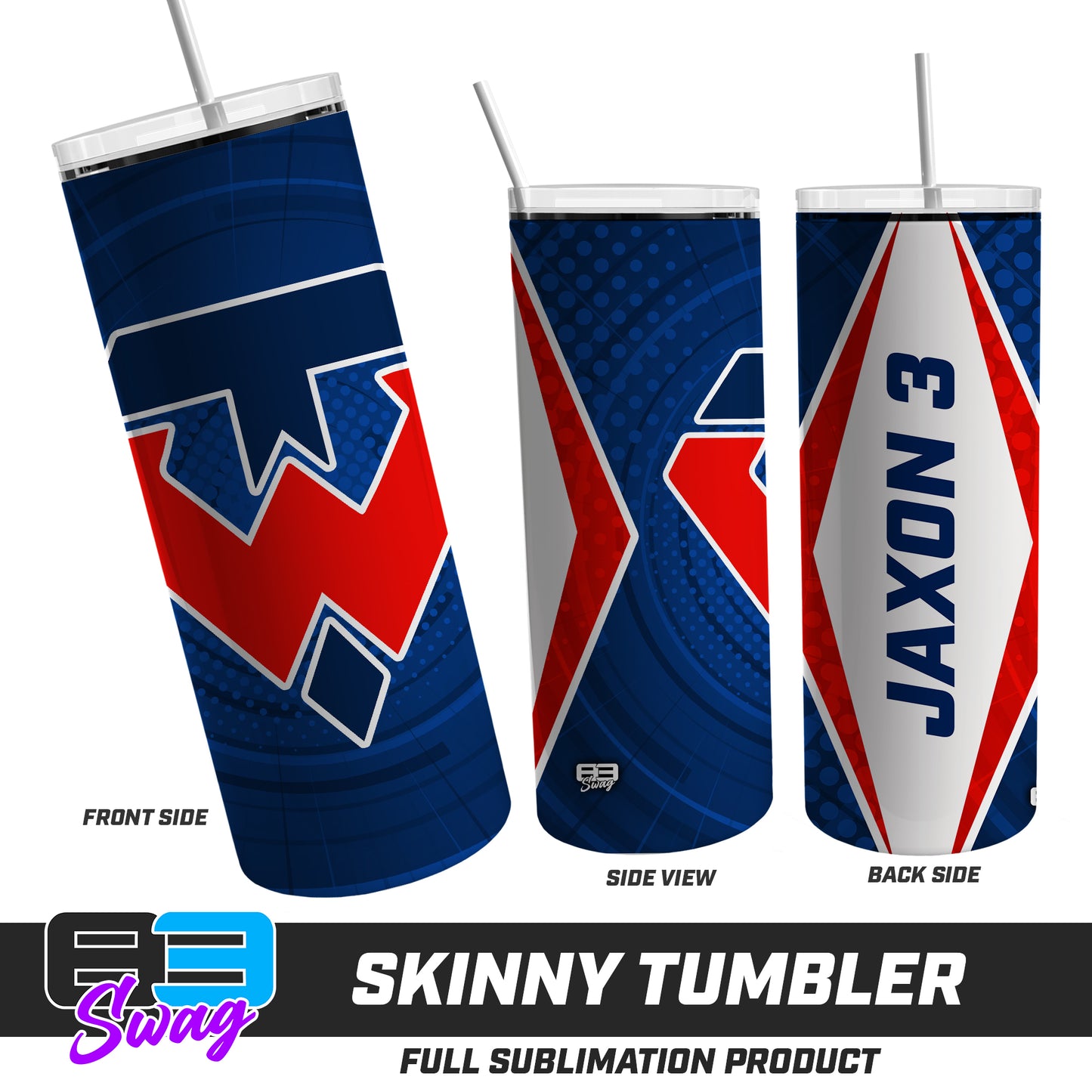 CUSTOM Skinny Metal Tumbler - Tampa Warriors Baseball