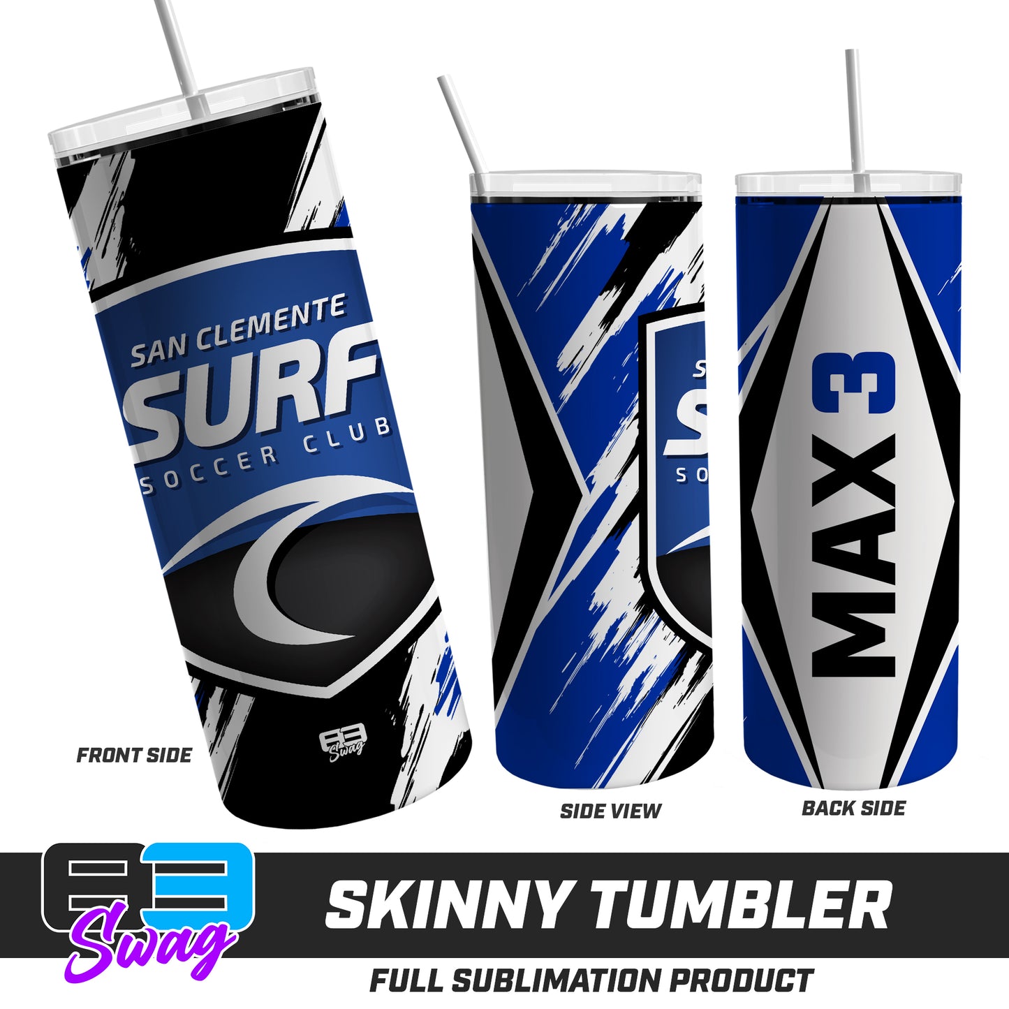 Skinny Metal Tumbler - San Clemente Surf Soccer Club