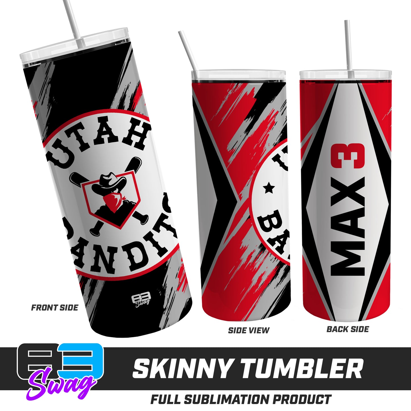 Skinny Metal Tumbler - Utah Bandits Baseball