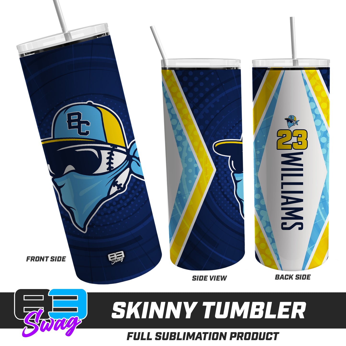 CUSTOM Skinny Metal Tumbler - Bold City Bandits Baseball