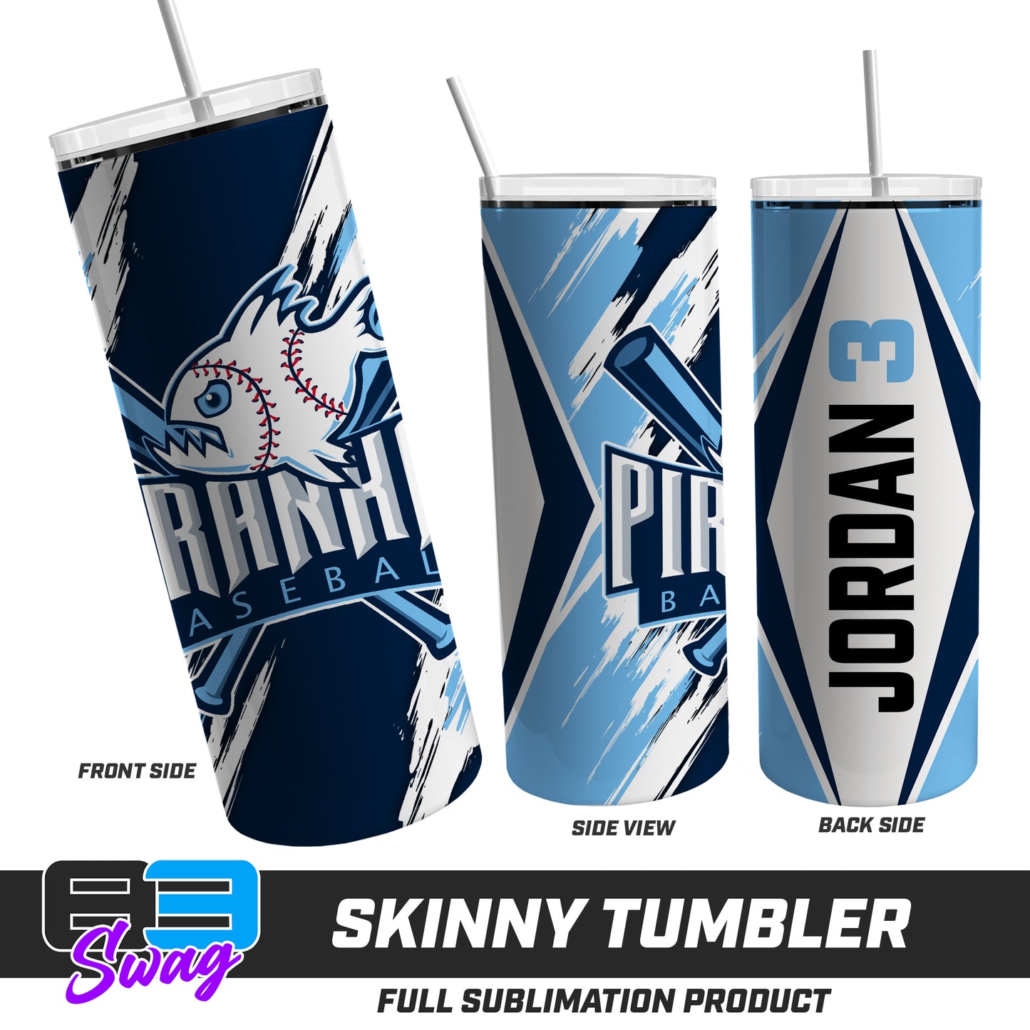 Skinny Metal Tumbler - Piranhas Baseball