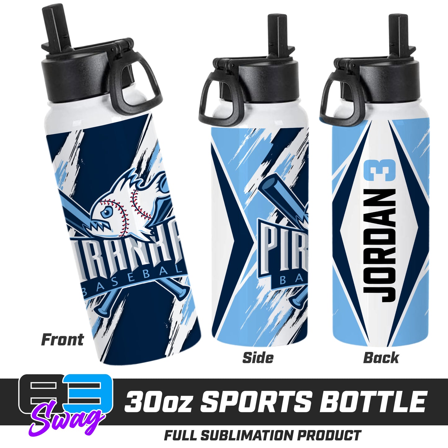 30oz Sports Tumbler - Piranhas Baseball