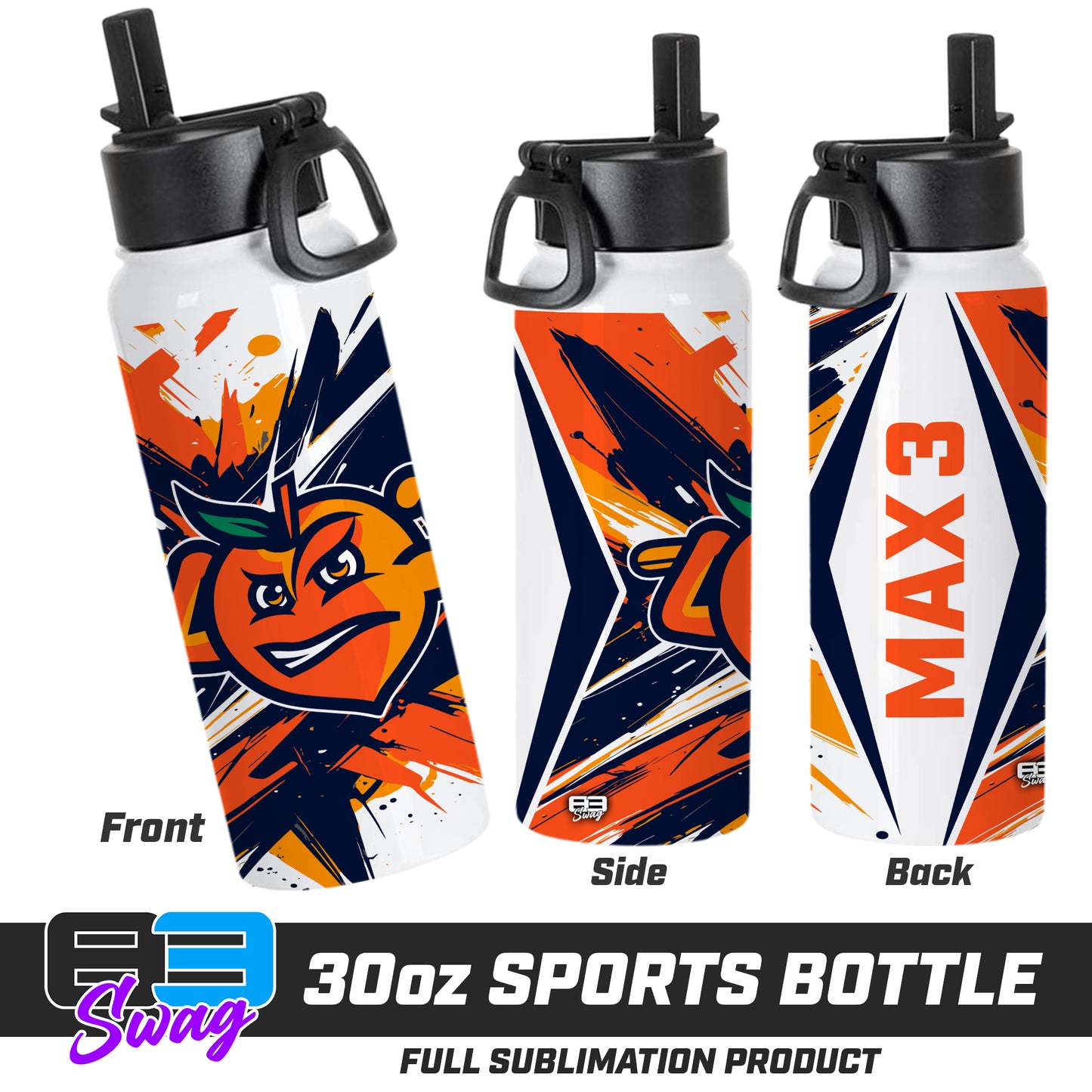 30oz Sports Tumbler - Peach Clobbers Baseball V.26