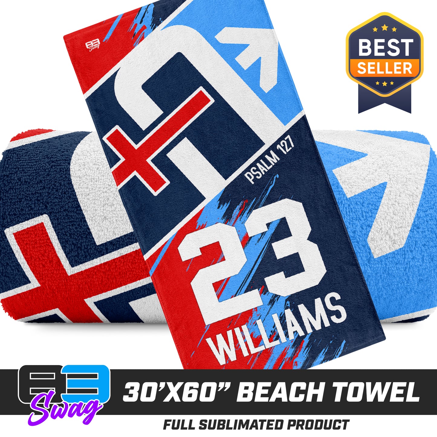 CUSTOM - 30"x60" Beach Towel - Arrows Baseball