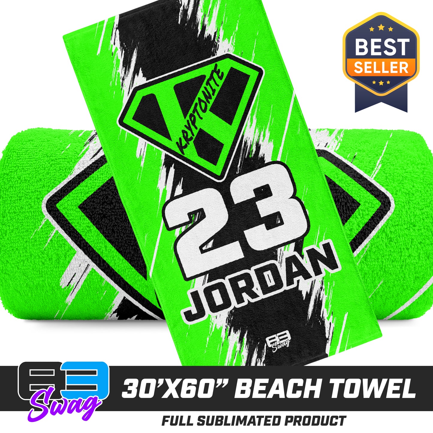 30"x60" Beach Towel - Kryptonite Softball