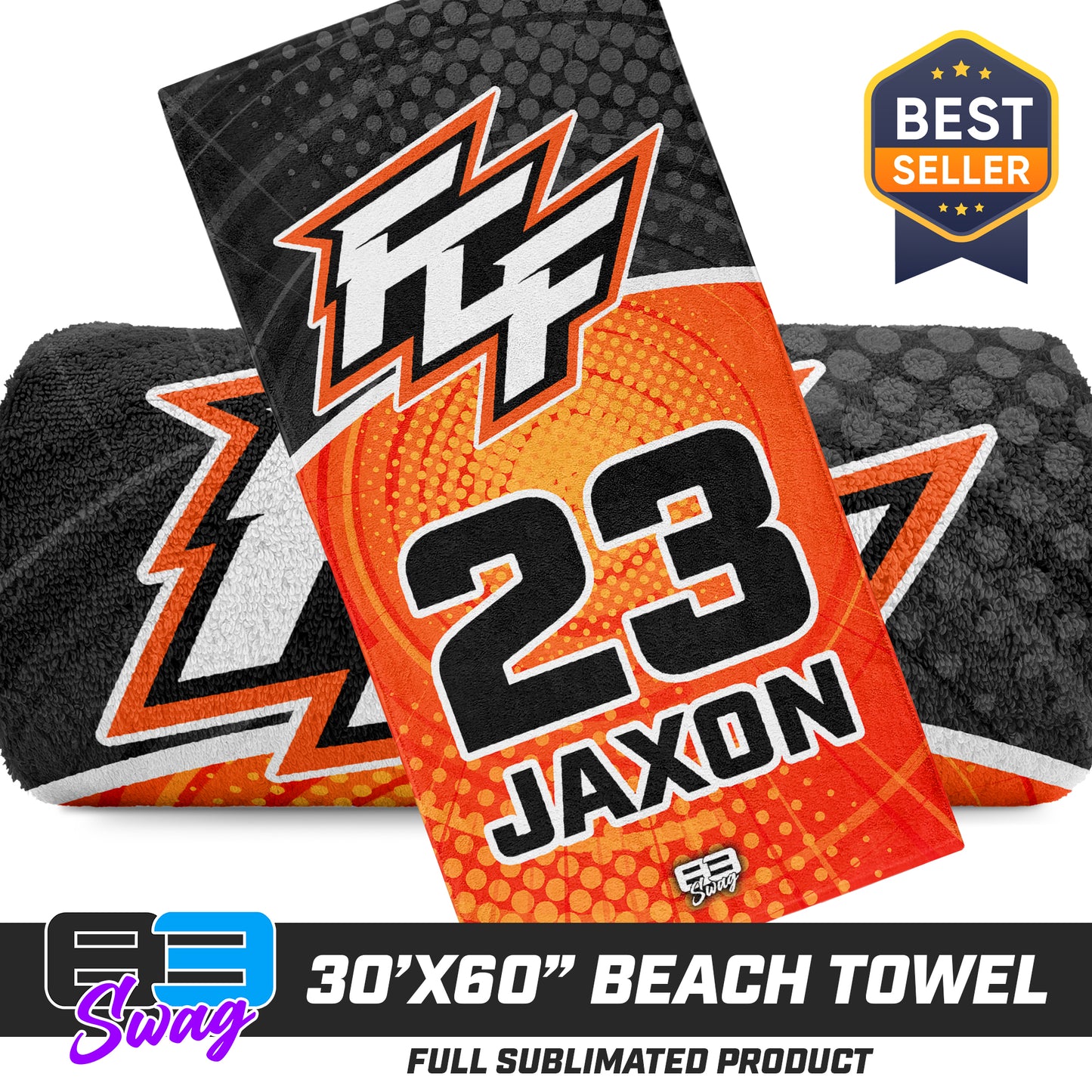 CUSTOM - 30"x60" Beach Towel - FCF Flight Baseball