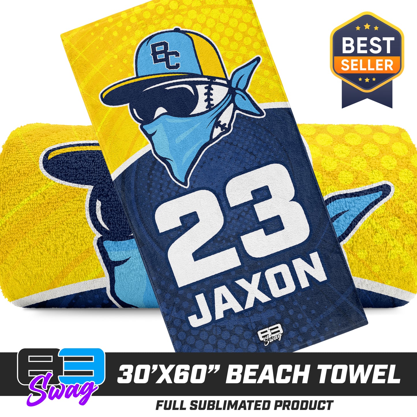 CUSTOM - 30"x60" Beach Towel - Bold City Bandits Baseball