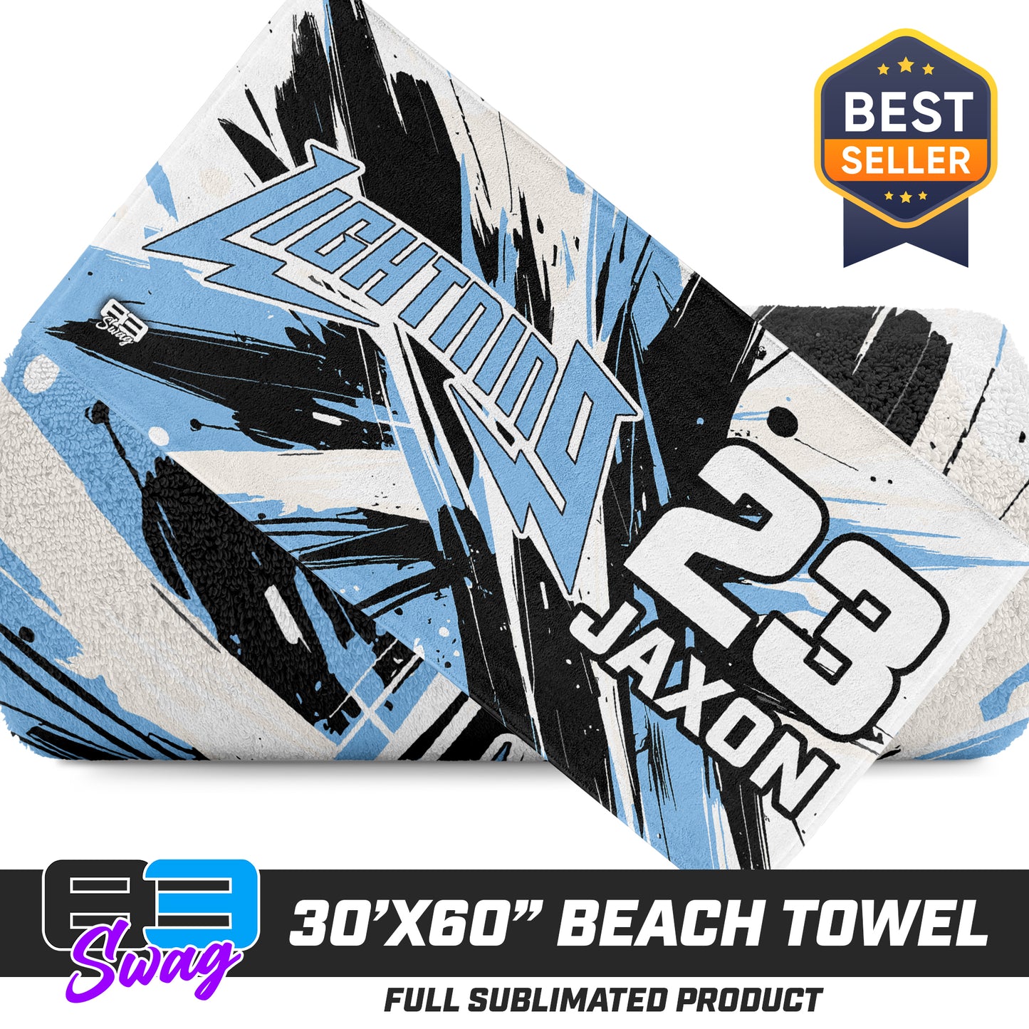 30"x60" Beach Towel - Lightning Baseball
