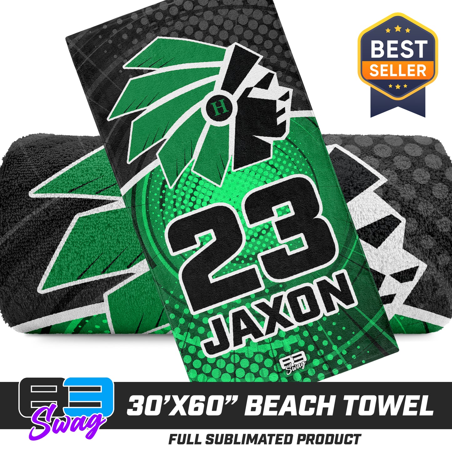 CUSTOM - 30"x60" Beach Towel - Hopatcong Warriors