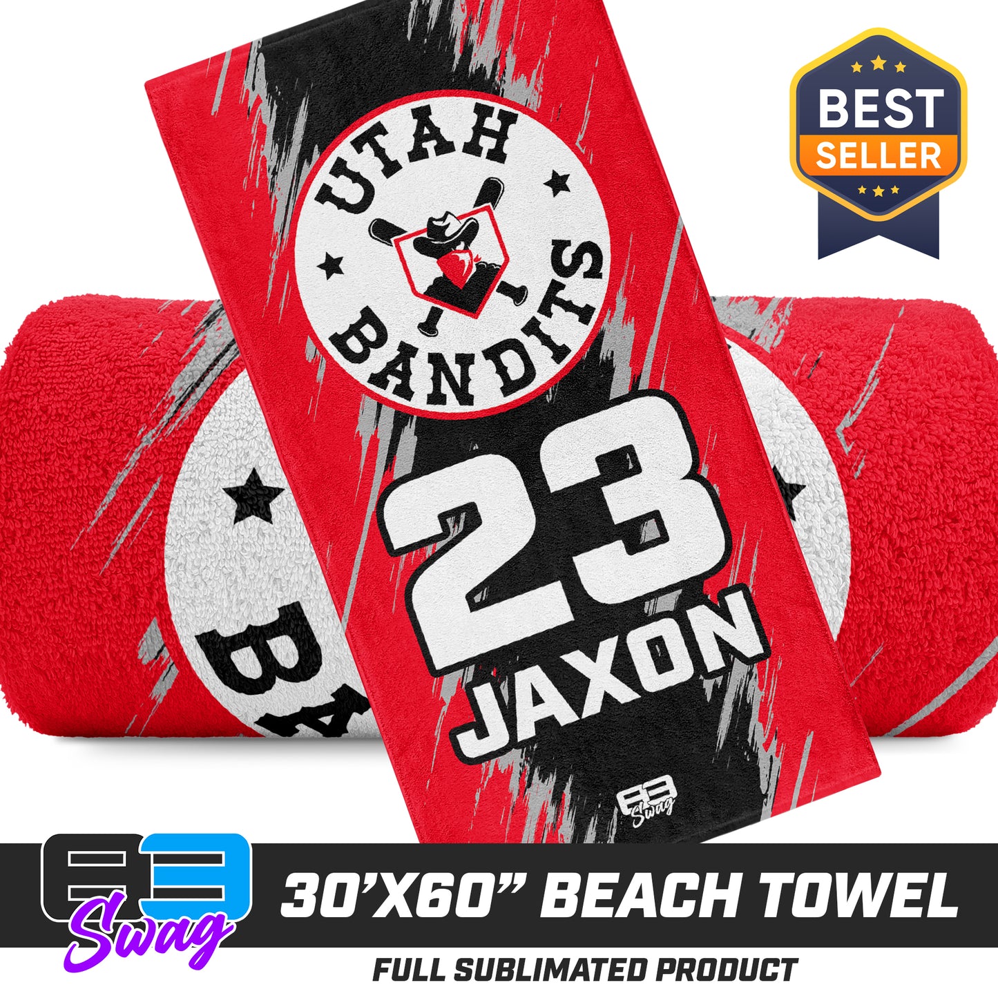 30"x60" Beach Towel - Utah Bandits Baseball