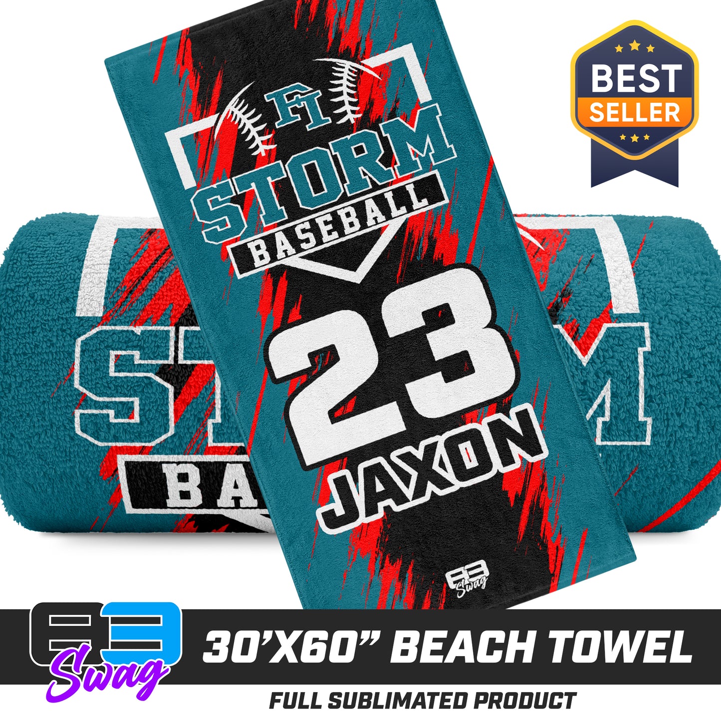 30"x60" Beach Towel - Fleming Island Storm Baseball