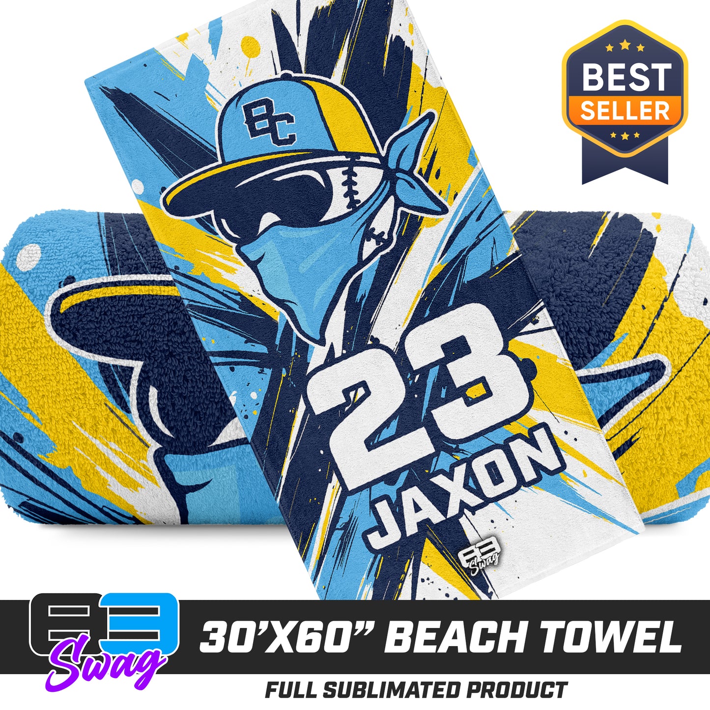 30"x60" Beach Towel - Bold City Bandits Baseball 2026 VERSION