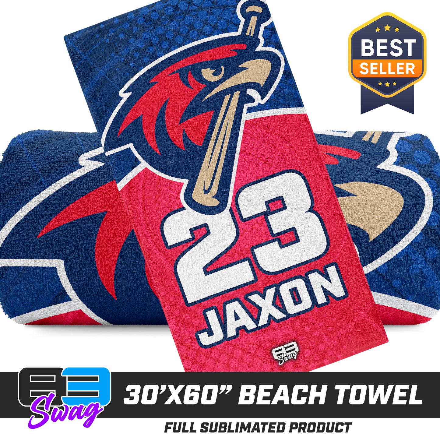 CUSTOM - 30"x60" Beach Towel - MSA Redtails Baseball
