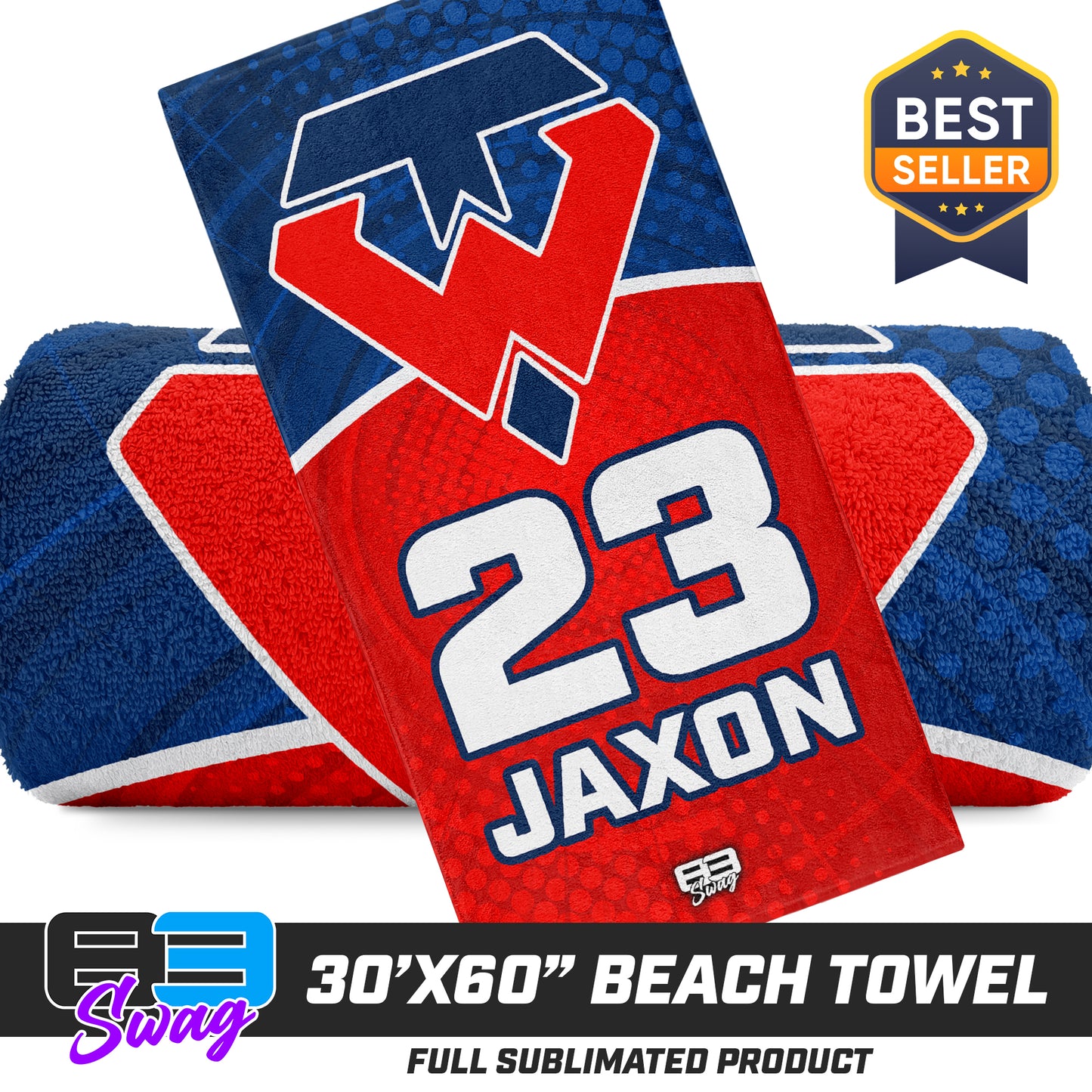 CUSTOM - 30"x60" Beach Towel - Tampa Warriors Baseball