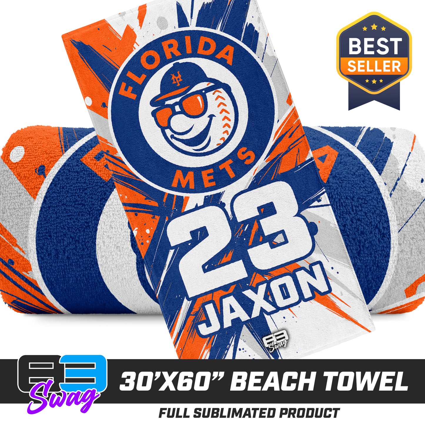 30"x60" Beach Towel - Florida Mets Baseball