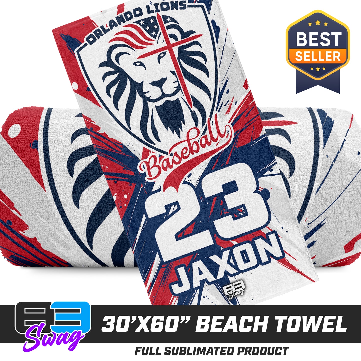 30"x60" Beach Towel - Orlando Lions Baseball