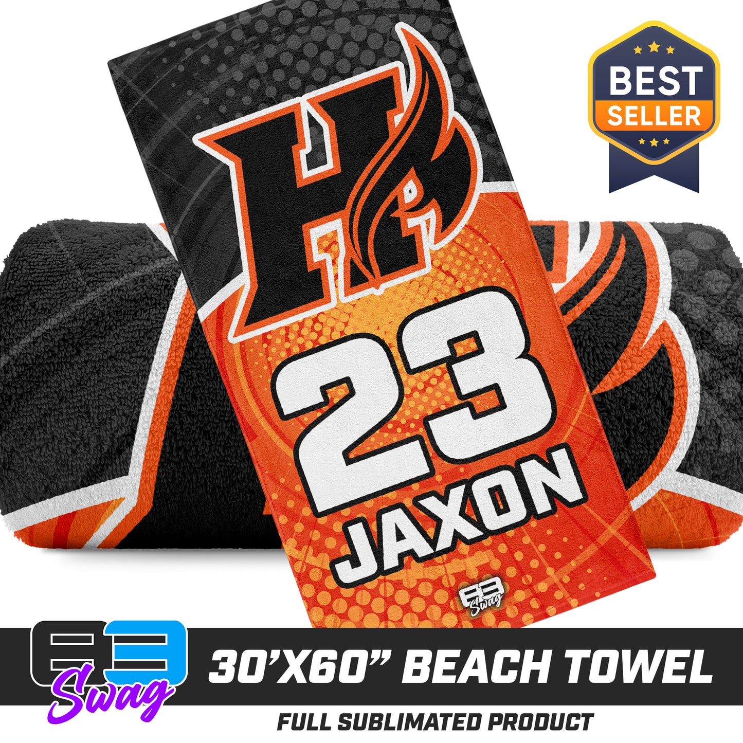 CUSTOM - 30"x60" Beach Towel - Harrisburg Heat Softball