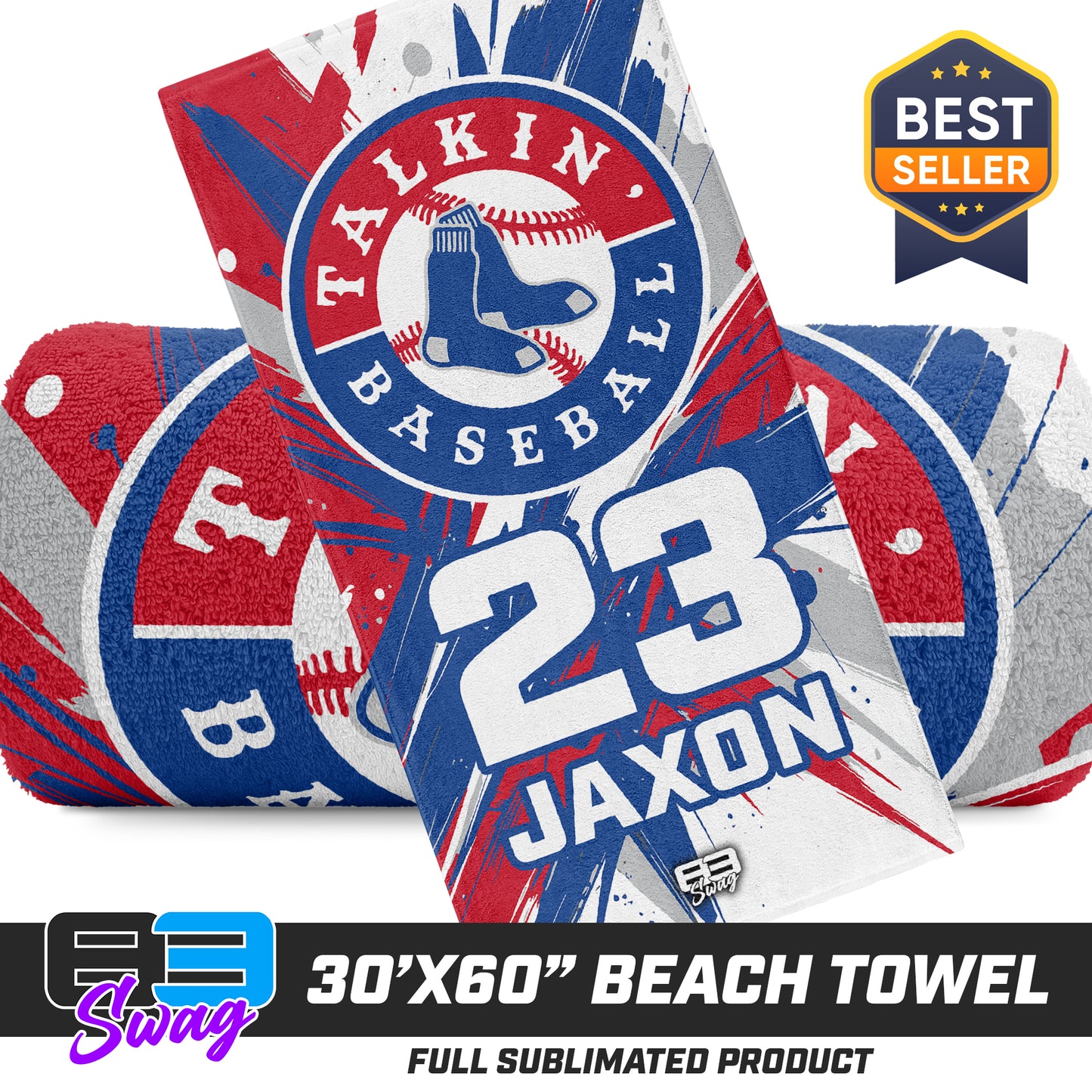CUSTOM - 30"x60" Beach Towel - Talkin Baseball
