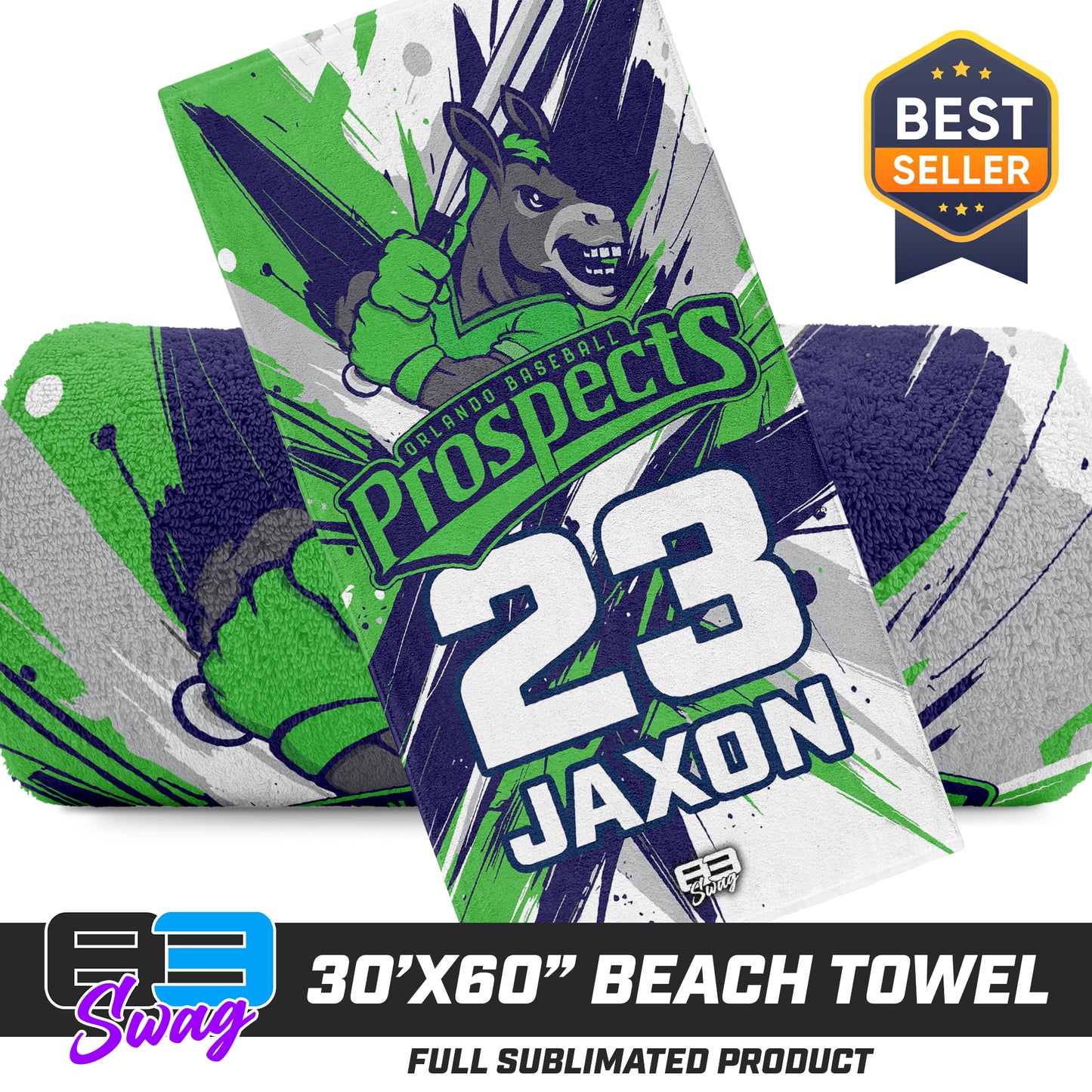 30"x60" Beach Towel - Orlando Baseball Prospects - Swamp Donkeys V.2026
