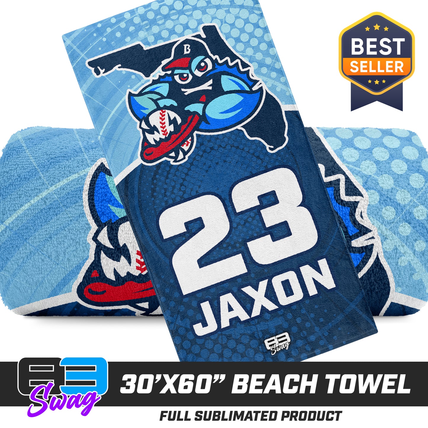 CUSTOM - 30"x60" Beach Towel - FCA Blueclaws Baseball