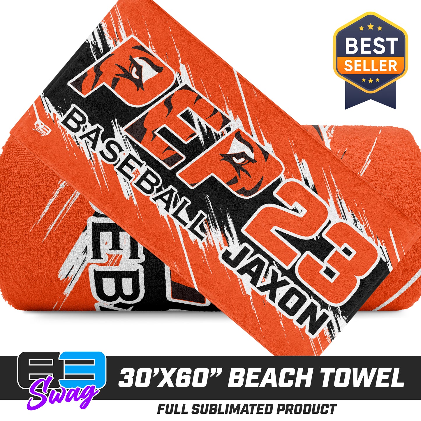 30"x60" Beach Towel - PEP Tigers Baseball