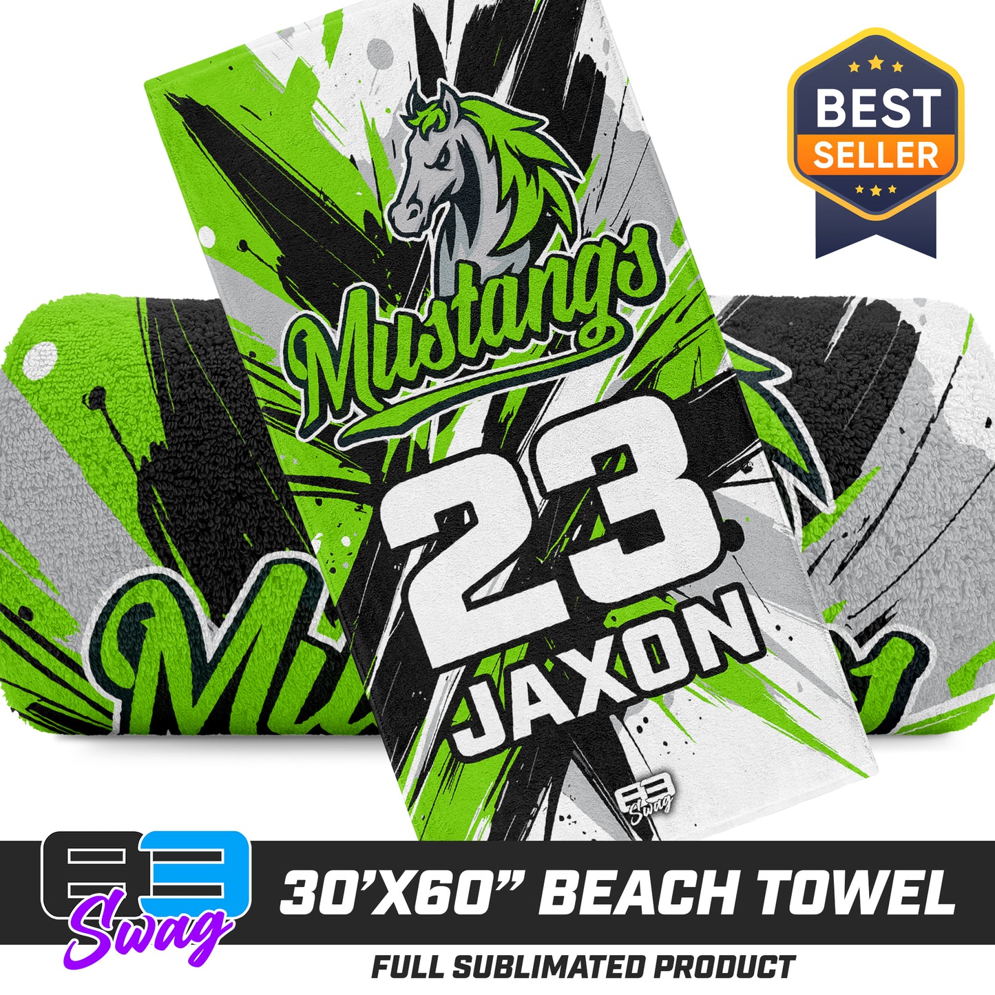 30"x60" Beach Towel - Mustangs