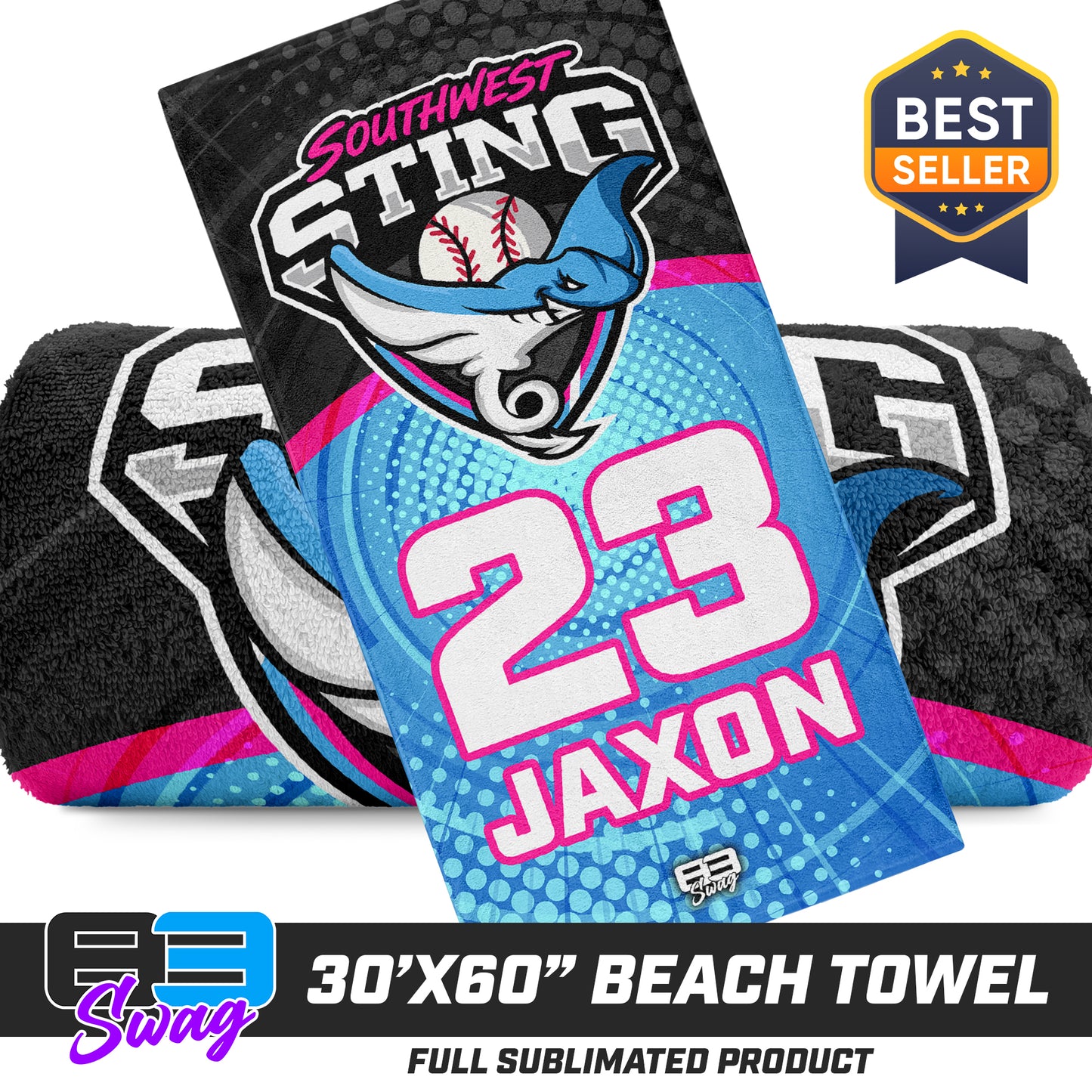 CUSTOM - 30"x60" Beach Towel - Southwest Sting Baseball