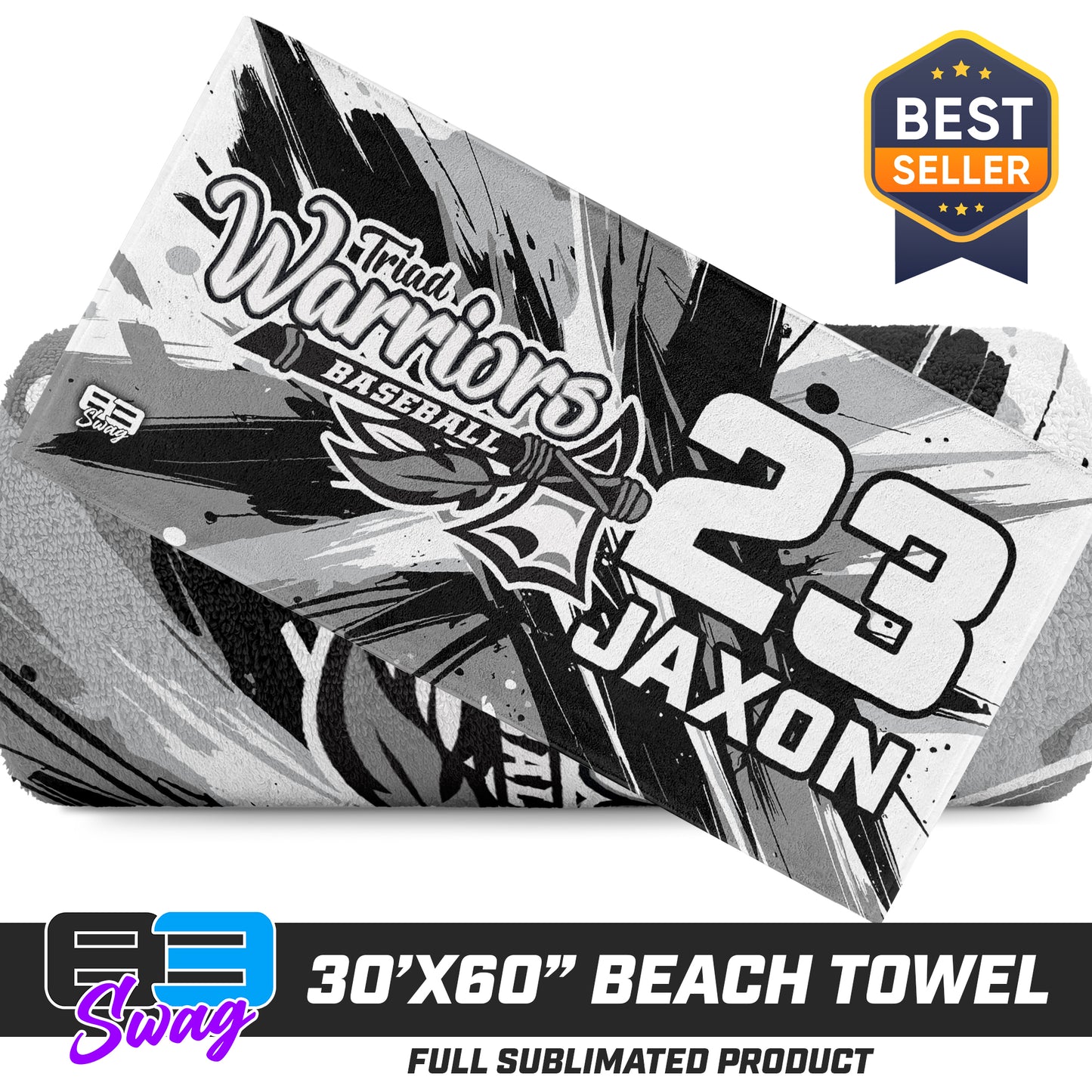 30"x60" Beach Towel - Triad Warriors Baseball