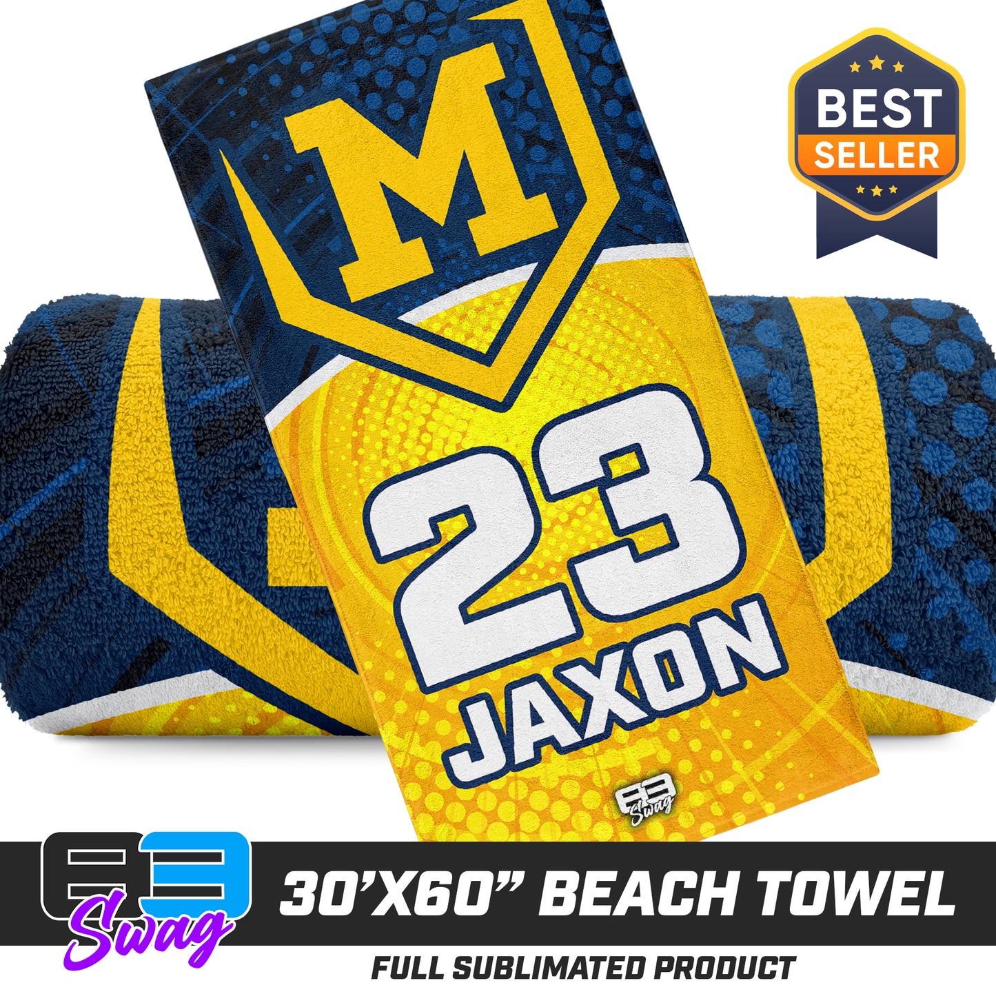 CUSTOM - 30"x60" Beach Towel - Midland Bandits Baseball