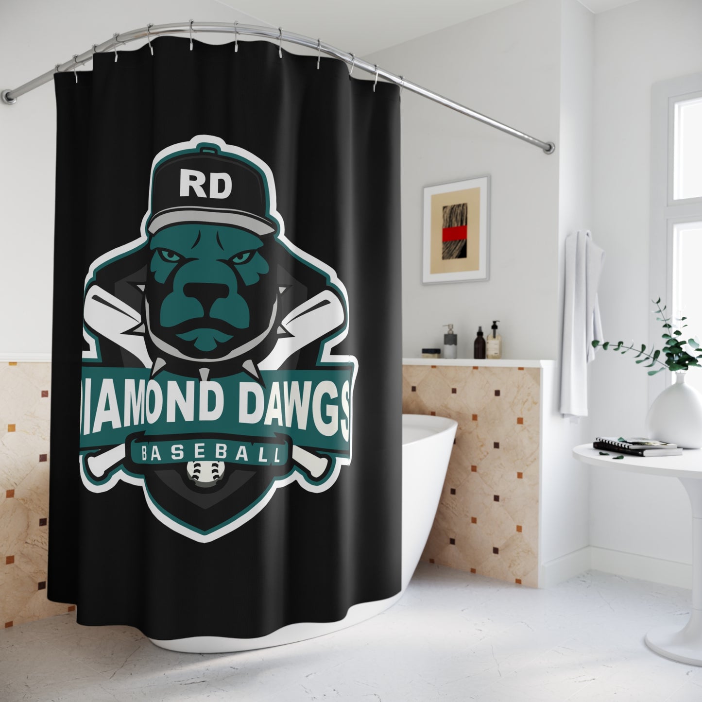 Shower Curtains Diamond Dawgs Baseball