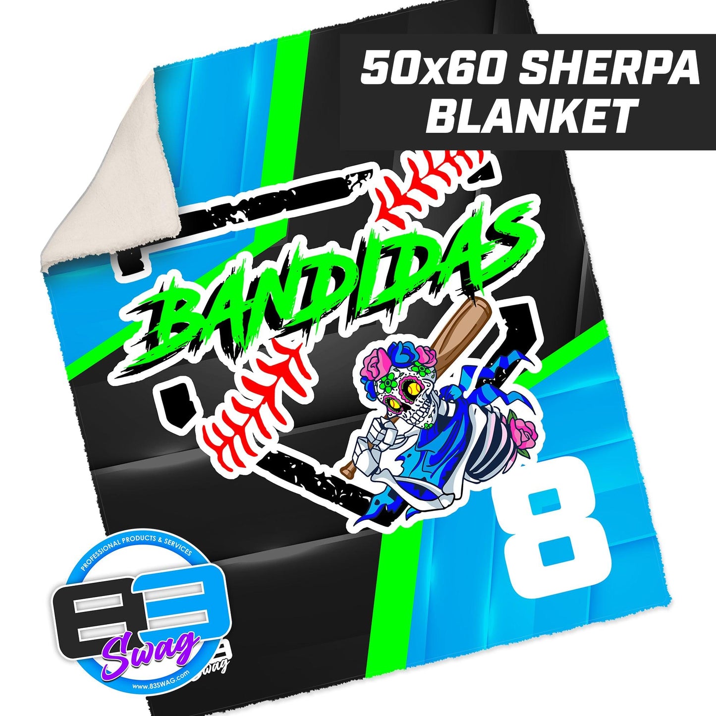 50”x60” Plush Sherpa Blanket - Baker Bandidas Softball - 83Swag