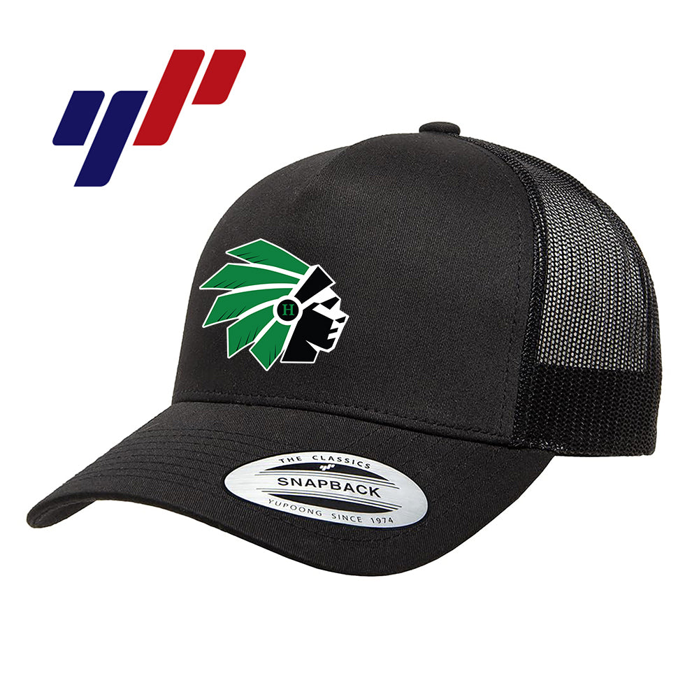 Yupoong 6506 Adult 5-Panel Retro Trucker Cap DTF PRINTED- Hopatcong Warriors Football & Cheer